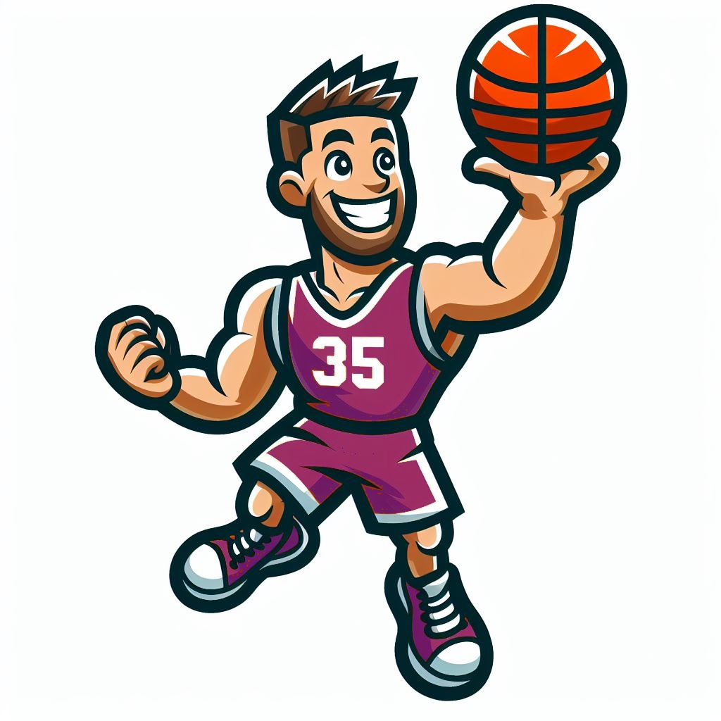 Cartoon Basketball Player Purple Logo